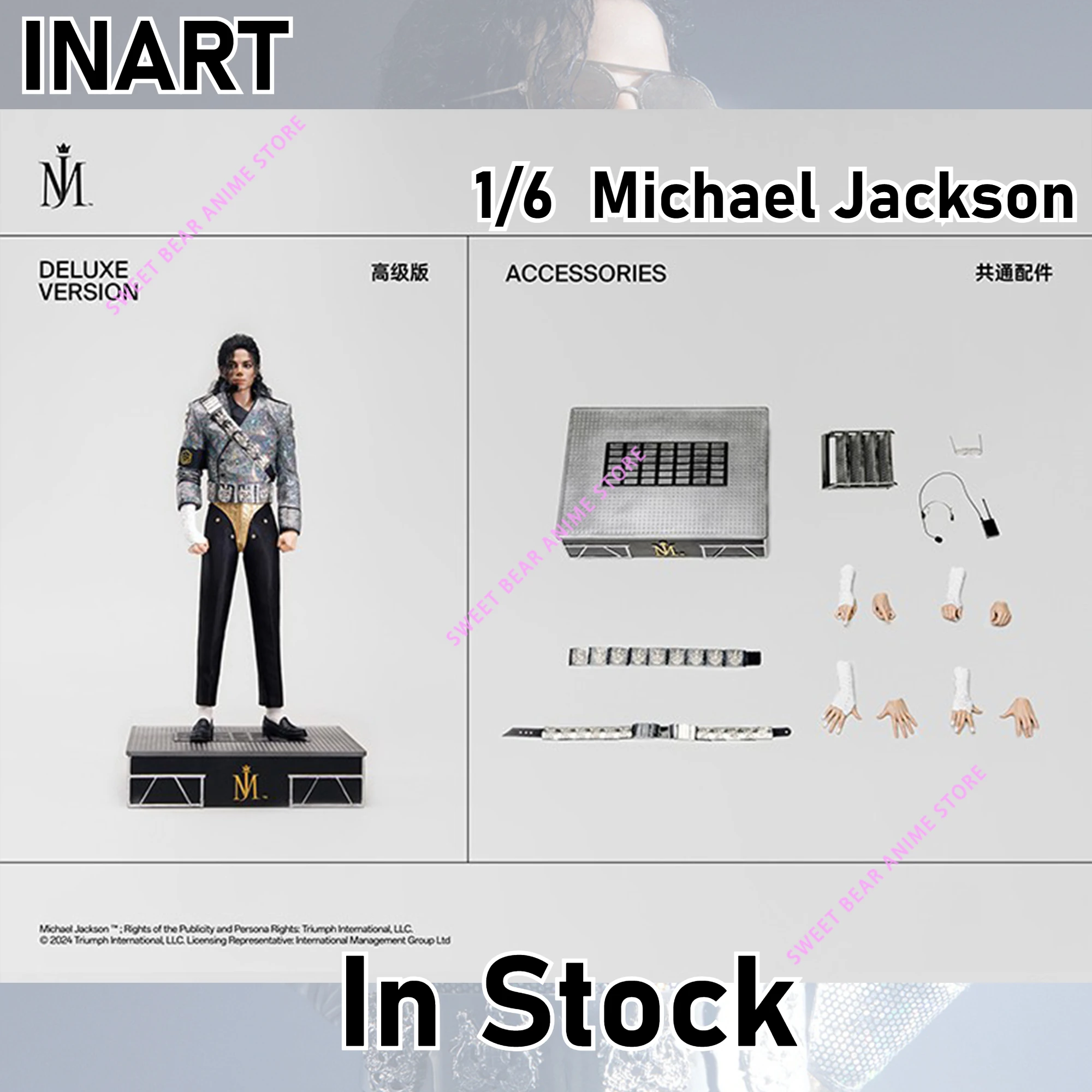 Inart michael jackson mj 1/6 escala versão de cabelo enraizado figura de ação premium anime modelo brinquedos da moda boneca de mesa colecionáveis