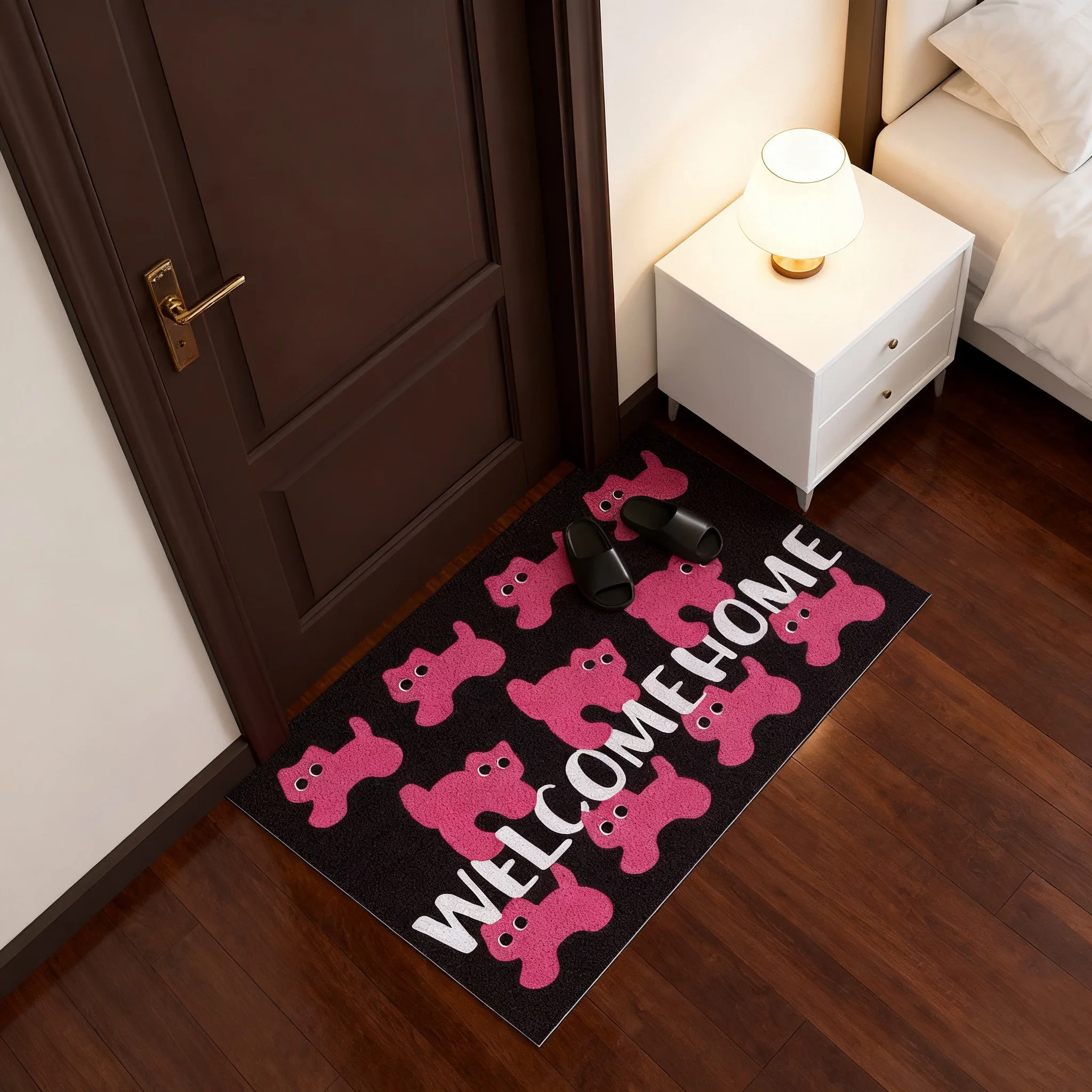 Paillasson d'entrée chat rose Cool, tapis de sol antidérapant en PVC, Style Ins, porche d'entrée, couloir, décoration de maison, tapis de dépoussiérage