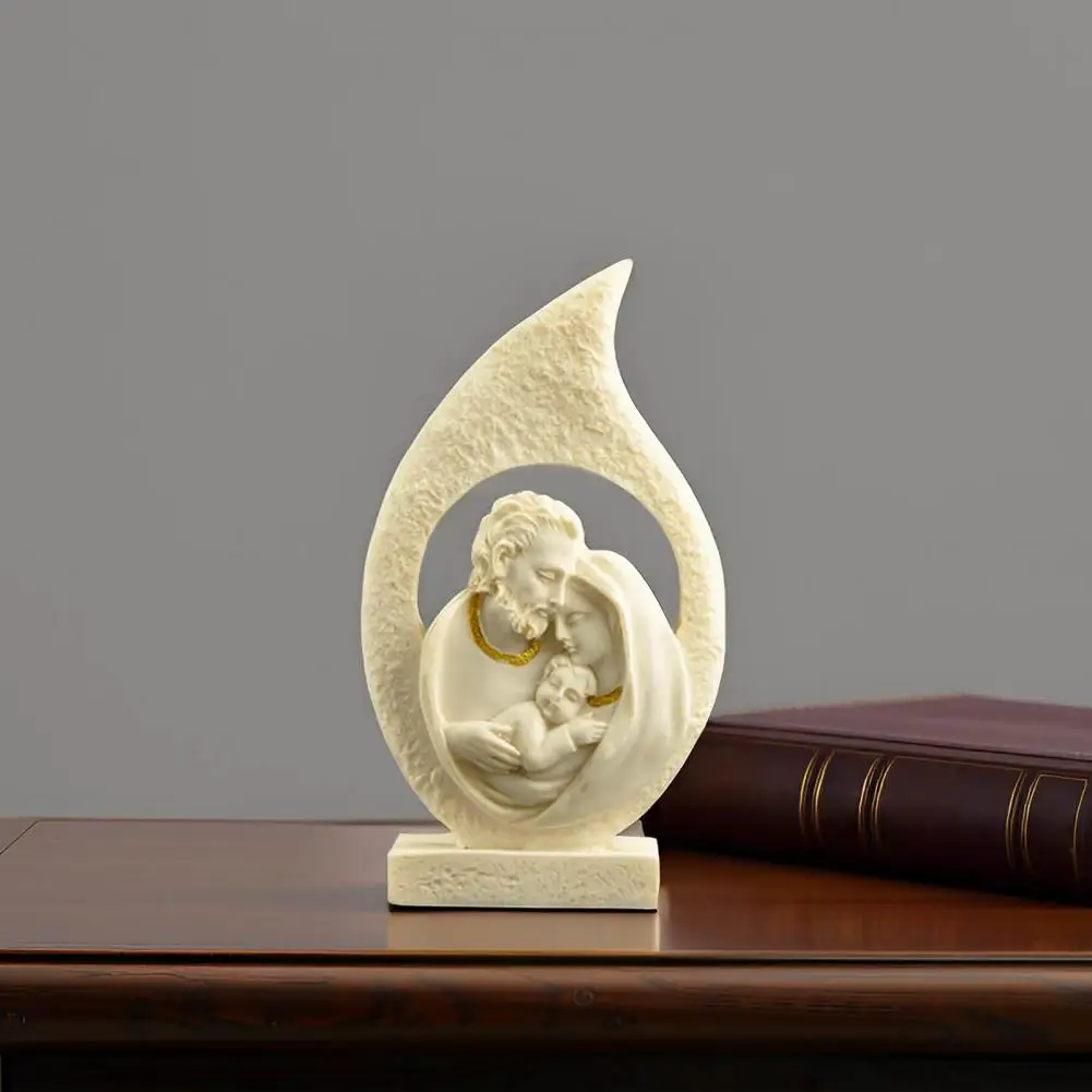 Holy Family Figurine Home Decor Modern Hollow Water Drop Family Figurine Western Style Holy Family Resin Statue for Home