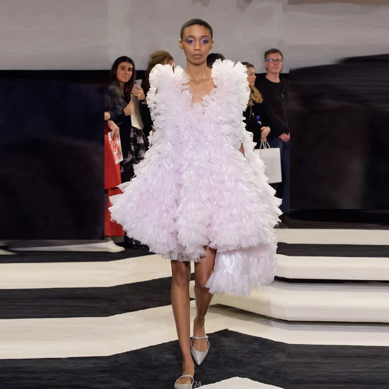 Vestido de fiesta de tul Extra hinchado, rosa pálido, hecho a medida, dulce Vestido corto de gala en capas