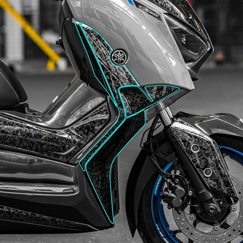 لياماها XMAX300 2022 نمط 5D مطبوعة مزورة ألياف الكربون الحصرية R & D واقية ملصق الدراجة الملحقات #3