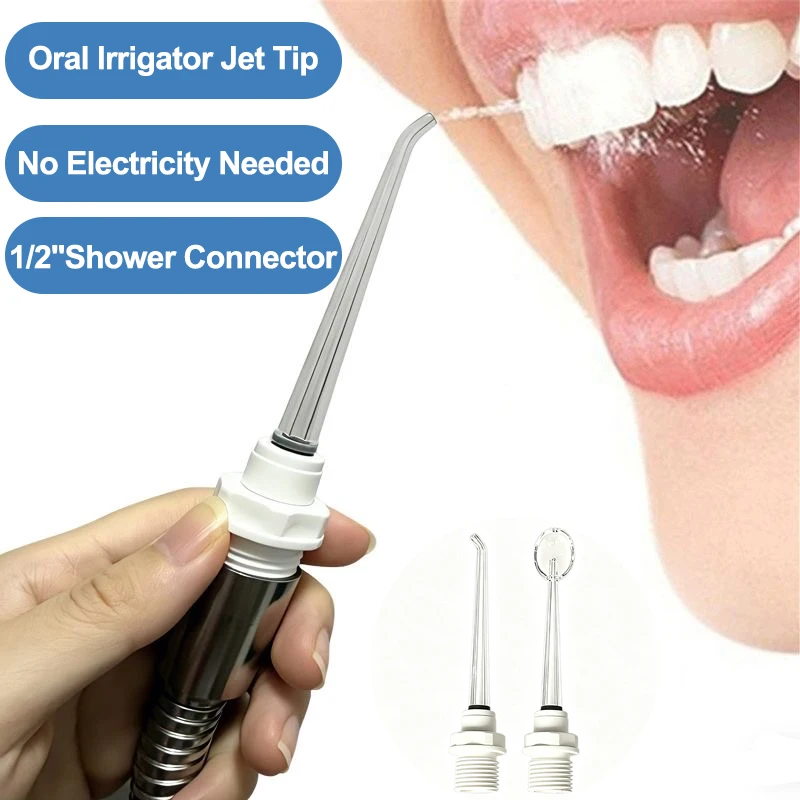 G1/2 Thread Oral Irrigator Replacement Nozzle, Shower Hose Connect Water Flosser Jet Tip Portable Teeth Cleaning Accessory