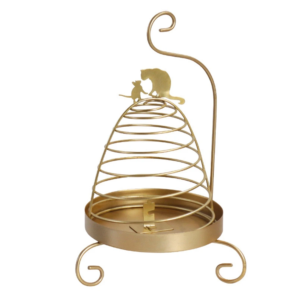 

Nordic style summer retro iron mosquito coil holder creative metal birdcage stand cat Crafts Home Living Room Office TV Cabinet