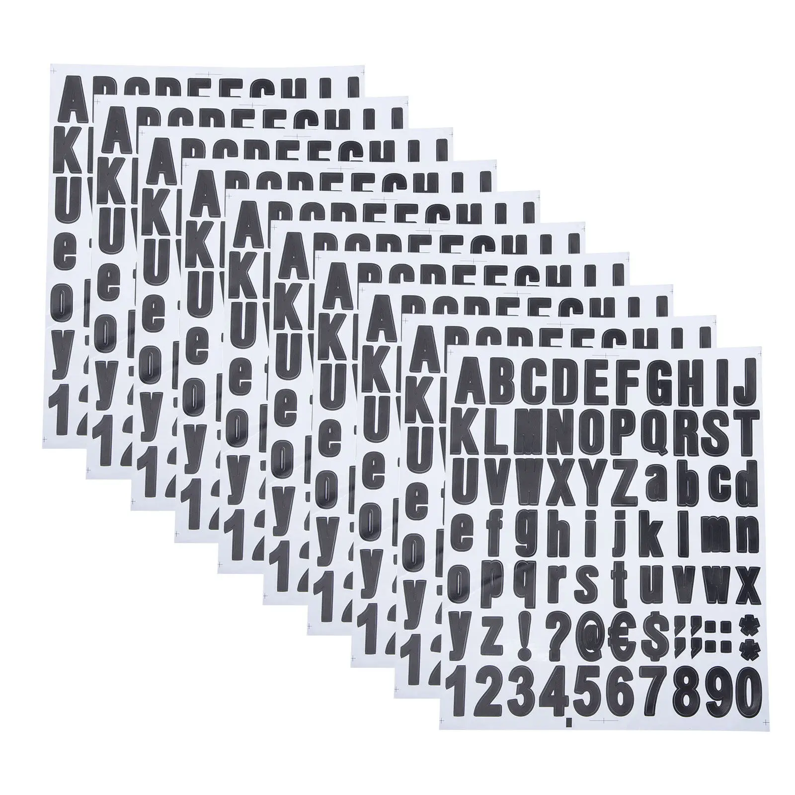 

10 листов наклеек с буквами и цифрами, DIY-наклейки для окон, стекла, металла, водонепроницаемые этикетки, наклейки с цифрами
