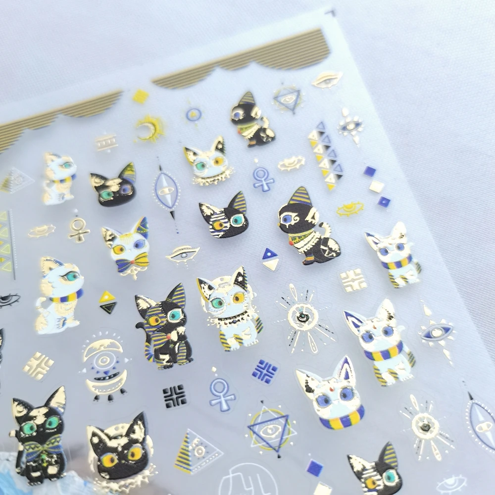 1 foglio Cat Animal New 5D Relief Nail Art Stickers decalcomanie per unghie per Manicure fashion Design accessori felici fai da te