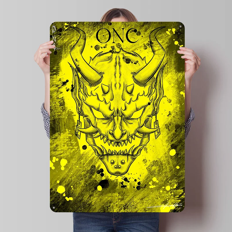 YELLOW DEMON Tinplate Poster Custom Wall Art Vintage Metal Signs Retro Tin Plaque for Office Decor Wand Deko Garage Decoration