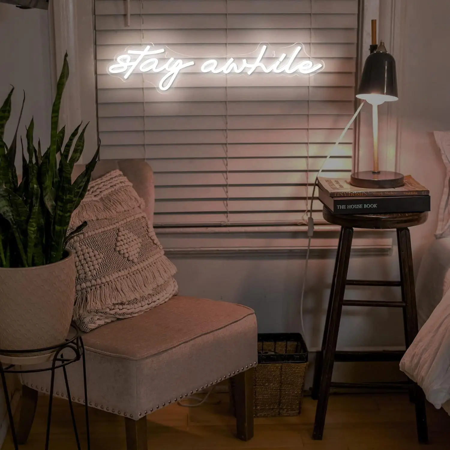 Stay Awhile Neon Signs USB Dimmable LED Neon Lights for Bar Bedroom Home Room Pub Party Wall Art Decoration Personzalized Gifts view 4