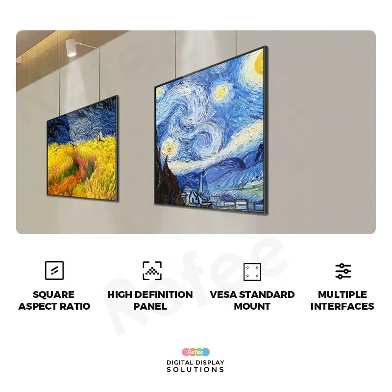 Art Wallet 2K 4K Square LCD Display Advertising Screen Panel Monitors Digital Signage Smart Digital Photo Frame NFT