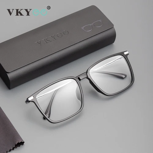 Imagen 2 del producto VICKY, monturas cuadradas clásicas de titanio para hombres, gafas de lectura antiluz azul para hombres, miopía, hipermetropía, prescripción personalizable 5042X
