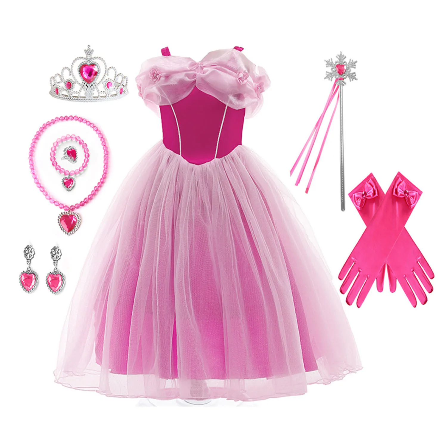 Shiny Toddler Little Girls Movie Princess Sleeping Beauty Aurora Birthday Party Cosplay Halloween Fancy Dress