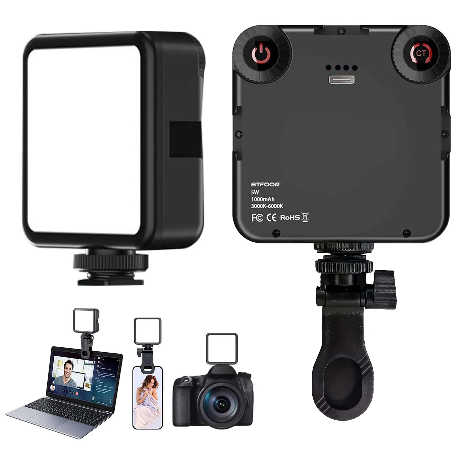 LED 클립 비디오 라이트 휴대용 사진 온 카메라 3000K-6000K DSLR 카메라 캠코더 용 바이 컬러 조명 콜드 슈 Gopro Vlog