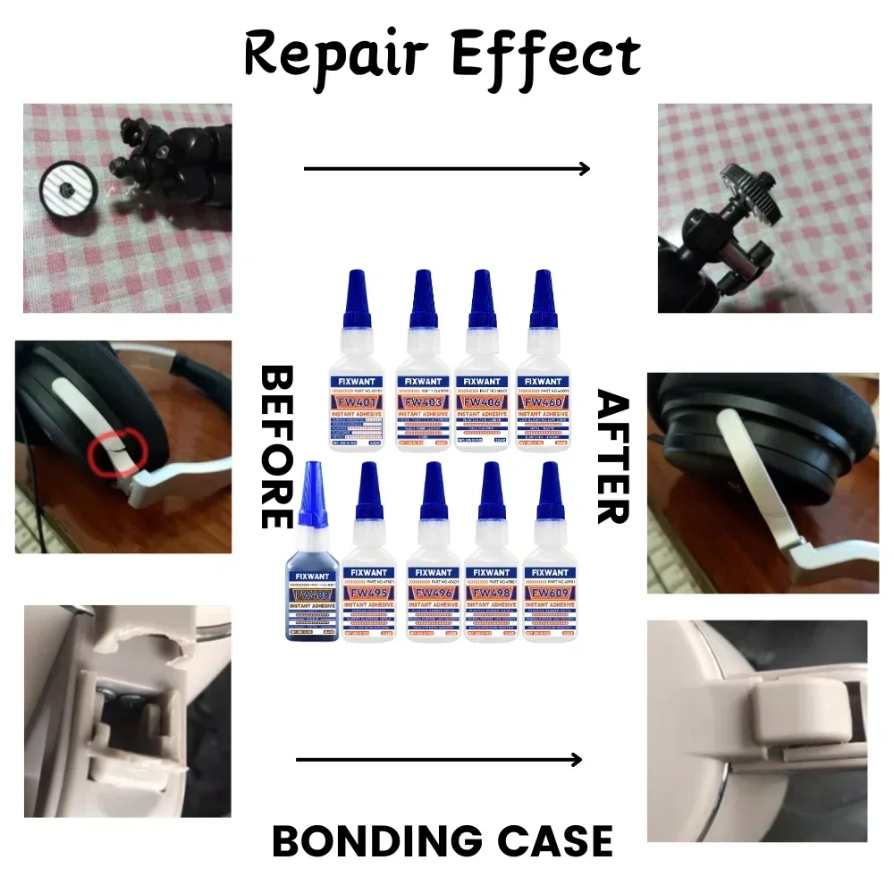 Different Instant Adhesives - Strong Bond for PVC, Ceramic, Wood, Leather - Shockproof & Heat Resistant Glue for DIY/Home Fixing