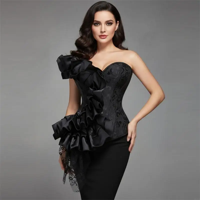Elegant Courtstyles เอว Cincher สำหรับผู้หญิงอย่างเป็นทางการ Jacquard ลูกไม้ Bustier Corset สำหรับ Masquerades Party Y08E