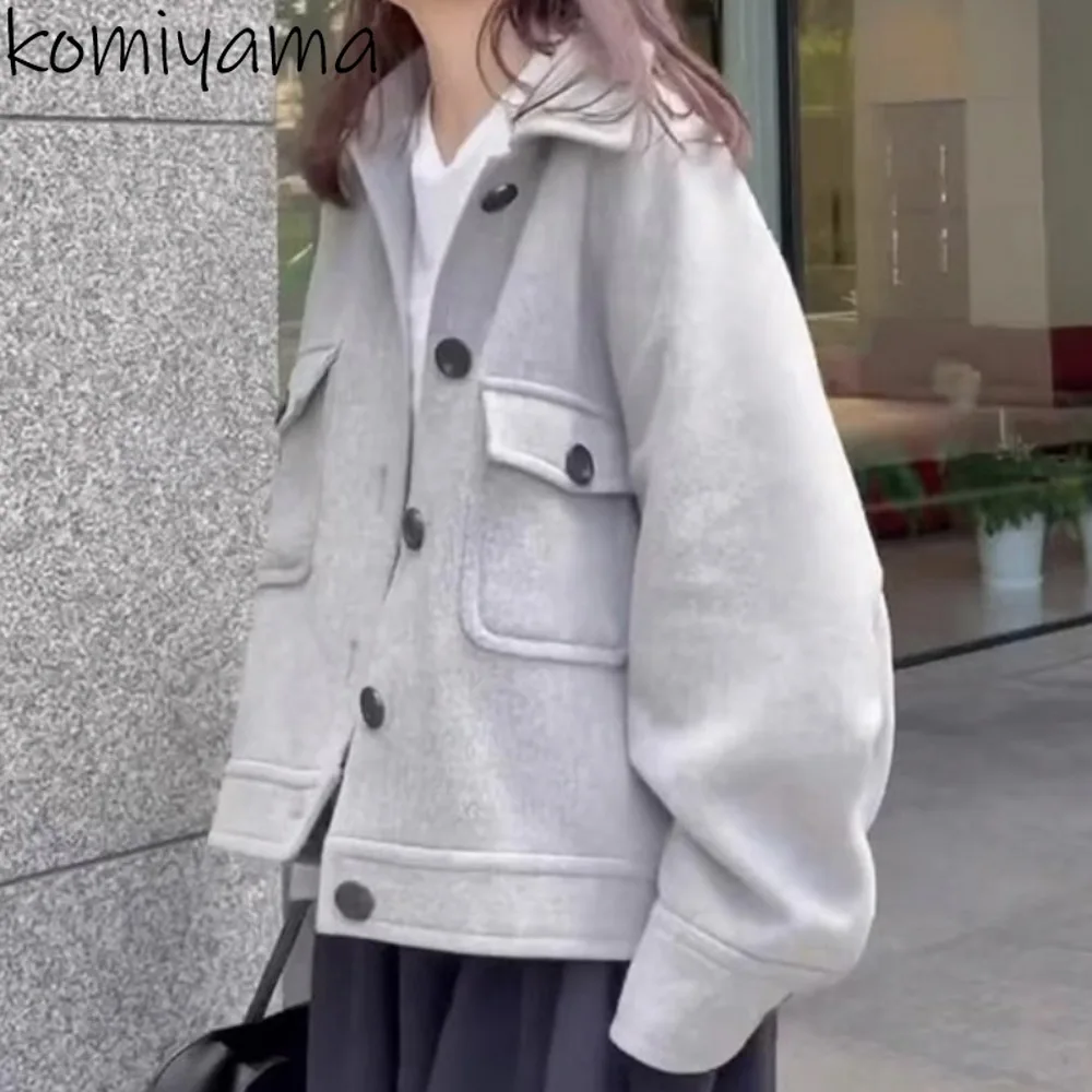 

Vintage Wool Women 2025 Outerwears Japanese Loose Ropa Mujer Laple Long Sleeve Abrigos Invierno Single Breasted Jacket Jackets