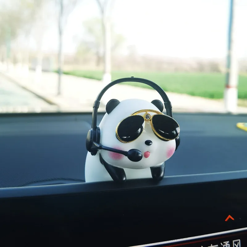Car Interior Decoration Piggy With Glasses And Earphones Center Console Decoration Rearview Mirror Pendant For Car Accessories