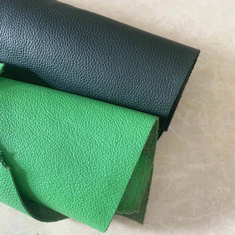 Leathercraft-Green Top Layer Cowhide Leather, Lychee Leather Fabric, DIY Manual Cut, Sewing Accessories