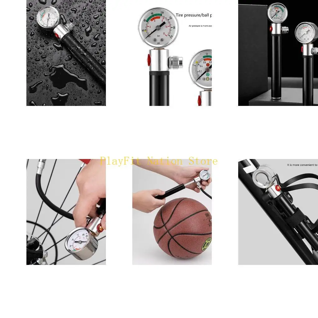 

242F Bicycles Tire Tyre Inflation Foot Bicycles Bicycles Tire Air Pumps Mini Hand with Pressure Gauge