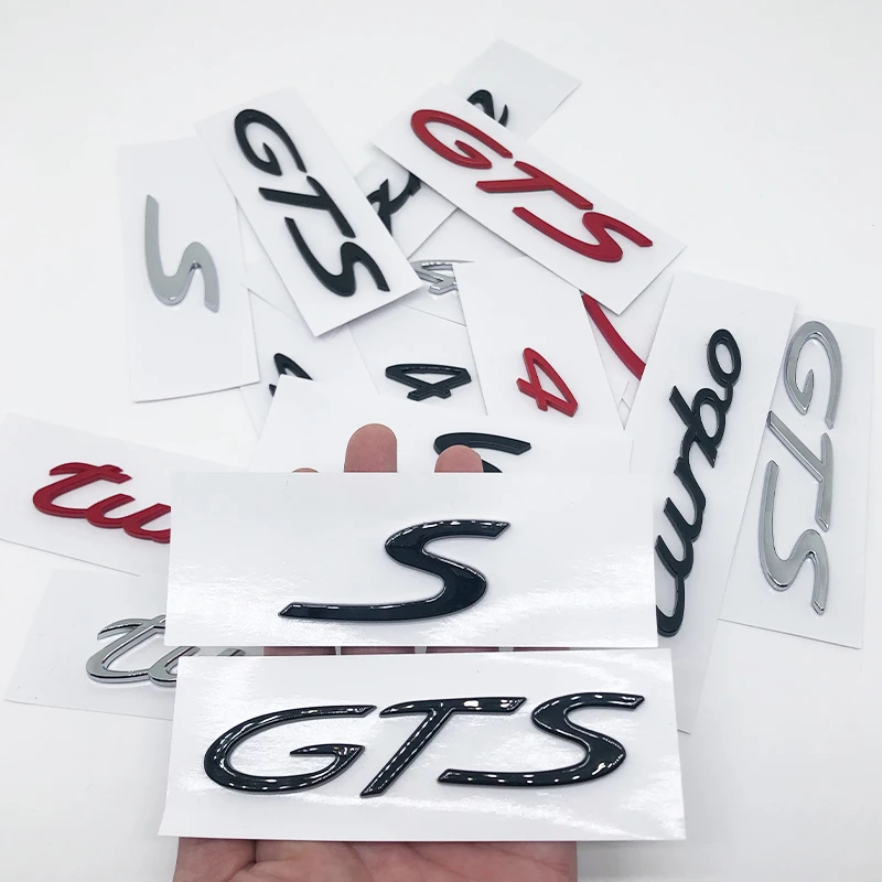 For Boxster Cayenne Cayman Carrera Macan Panamera GTS Turbo 4 S Car Rear Trunk Badge Decal Sticker Emblem Accessories