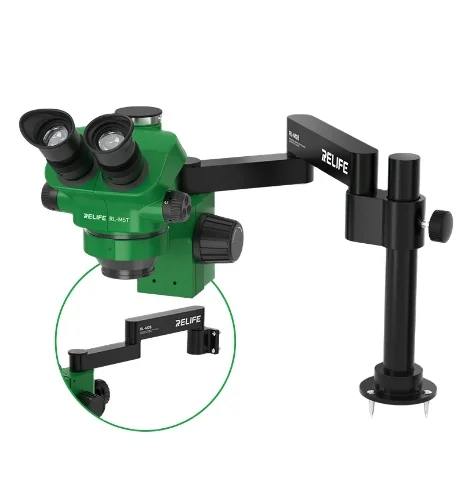 RELIFE RL-M28 مجهر عالمي قابل للطي سوينغ الذراع قوس للطي 360 درجة سوينغ ارتفاع قابل للتعديل حامل المجهر