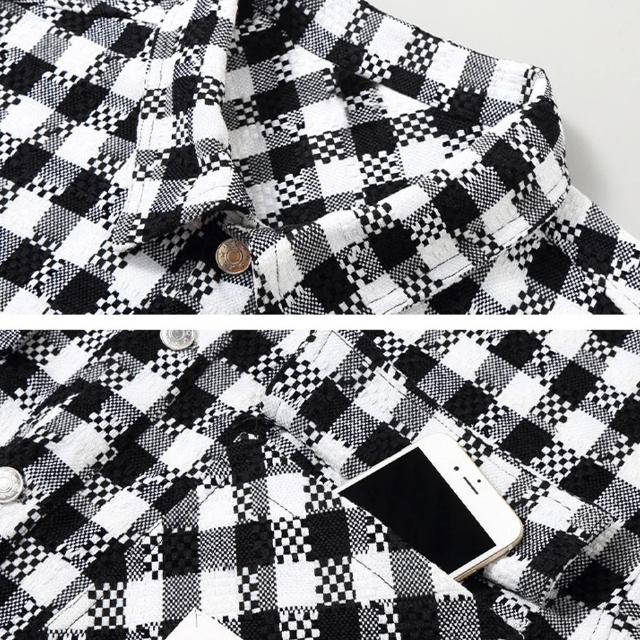 Plaid Jacket Men 11XL 10XL Plus Size Cargo Jacket Coat Spring Autumn Plaid Jackets Male Big Size Outerwear