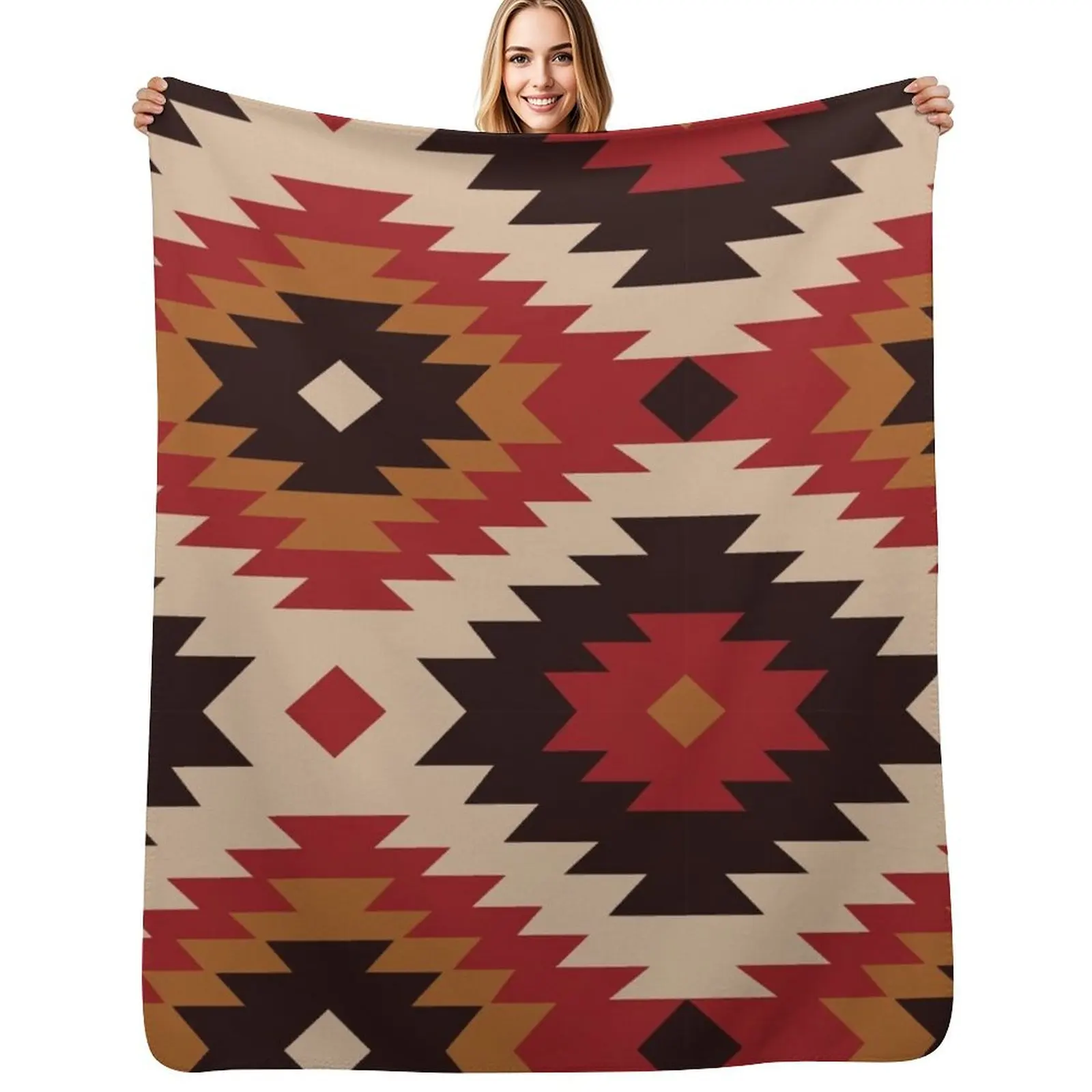 

Navajo Red And Mustard Throw Blanket Beautifuls christmas decoration Flannels Luxury Throw Blankets