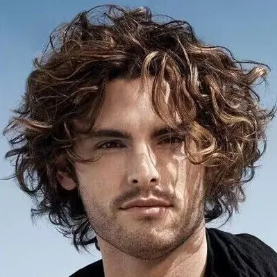 Brown Ombre Men's Small Curls Explosion Hairpiece Fluffy Natural Woolly Short Hair Middle-aged Elderly Father's White Hair Cover