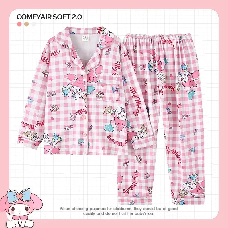 Conjuntos de roupas anime infantis, Pijama dos desenhos animados para meninos e meninas, roupas elegantes para crianças, Sanrio Hello Kitty Kuromi Cinnamoroll My Melody