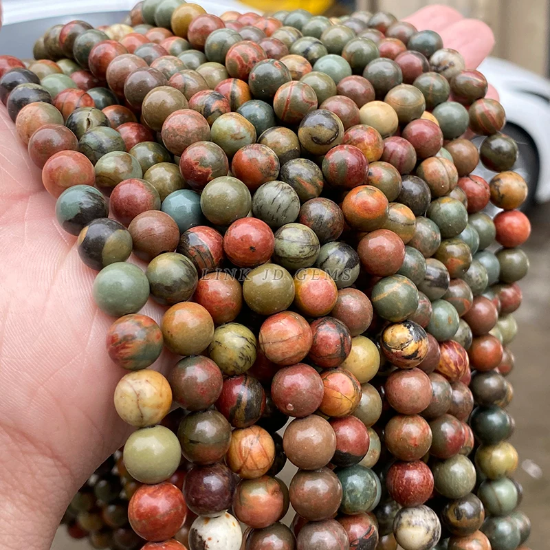 الجملة الحجر الطبيعي الأحمر الصنوبر الفيروز حبة الجولة فضفاض خزر عازل لصنع المجوهرات سوار ذاتي الصنع إكسسوارات عقد #4