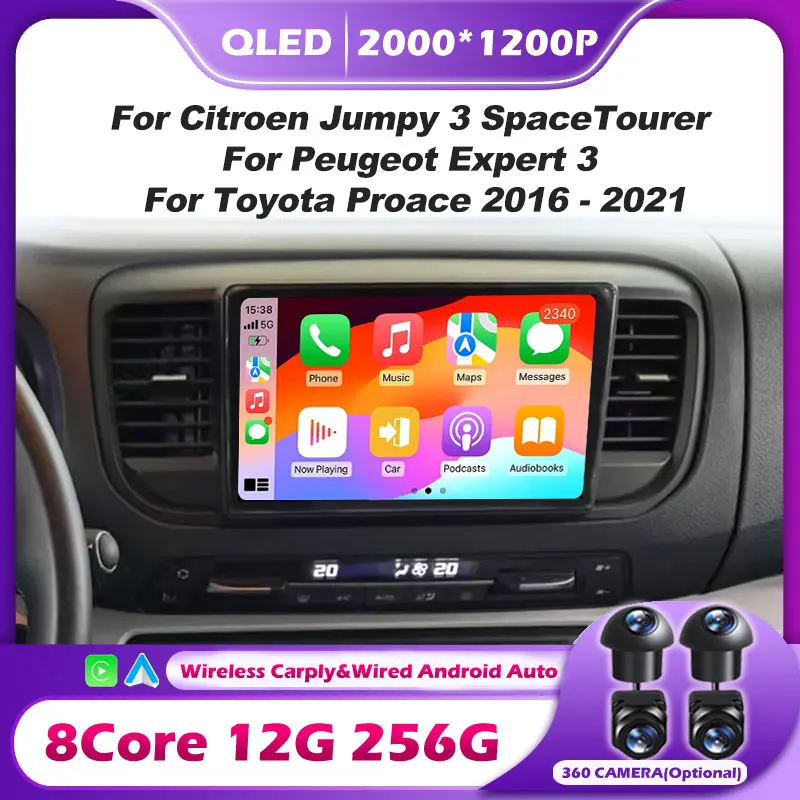Android 16 Auto Car Video For Citroen Jumpy 3 SpaceTourer For Peugeot Expert 3 For Toyota Proace 2016-2021 Navigation Carplay BT