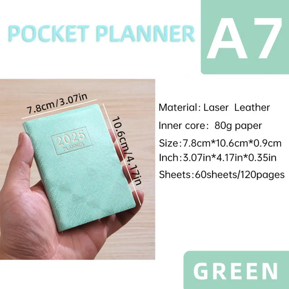 Planner 2025 Pocket Size Faux Leather Notebook with Ink-resistant Paper Smooth Writing Journal Planner for Sellers Premium White