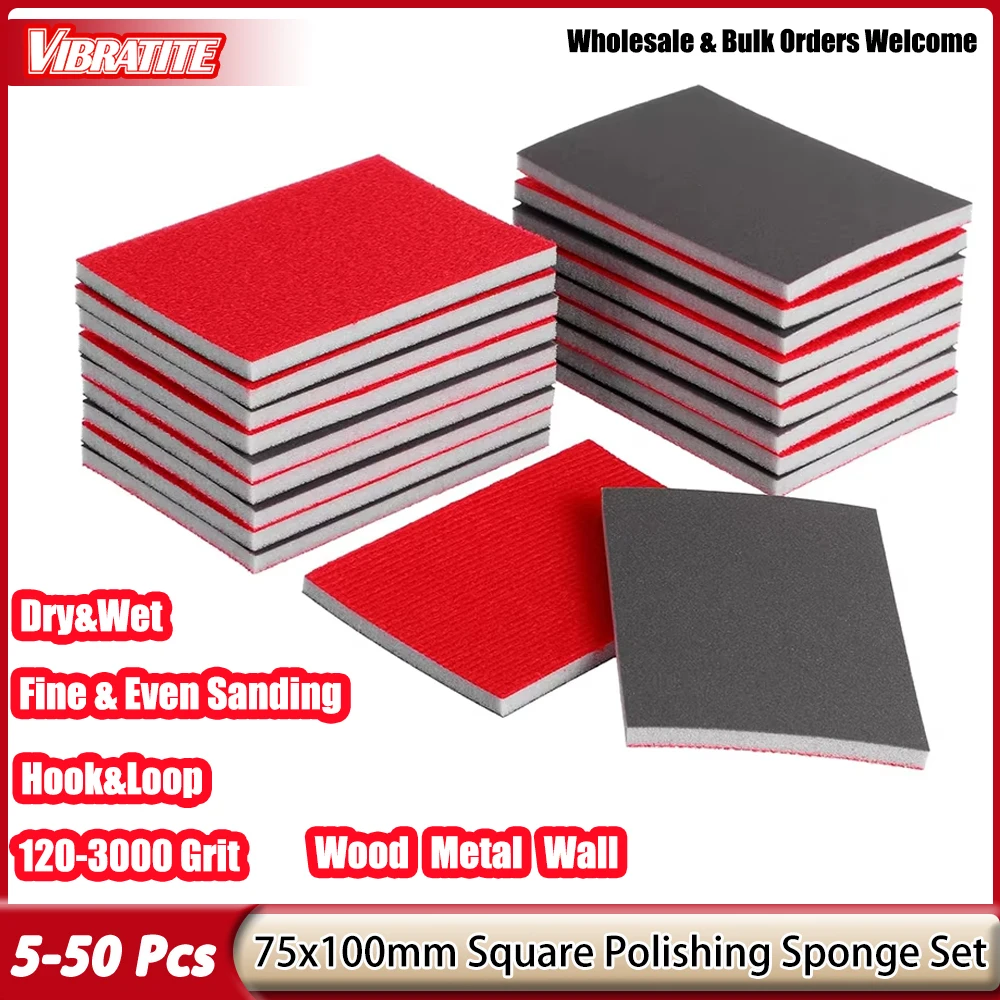 5-50 Pcs 120-3000Grit 75x100mm  Soft Foam Sanding Block Dry Wet Sandpaper for Model Drywall Metal Wood Furniture Polishing