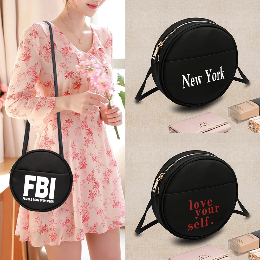 2022 Fashion Women Round Crossbody Bag Pattern Walls Printed Ladies Small Messenger Shoulder Bag Small Coin Purse Handbags