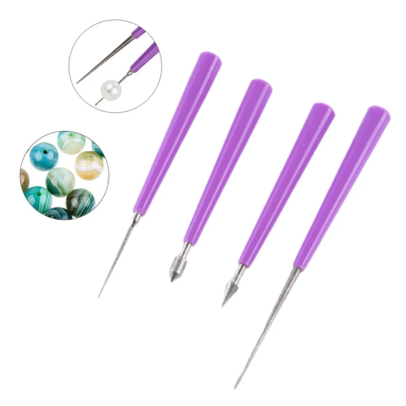 1set Diamond Pearl Glass Beads Tipped Reaming File Reamer Jewelry Tools Diamond Needle File Sets Beading Hole Enlarger Tools