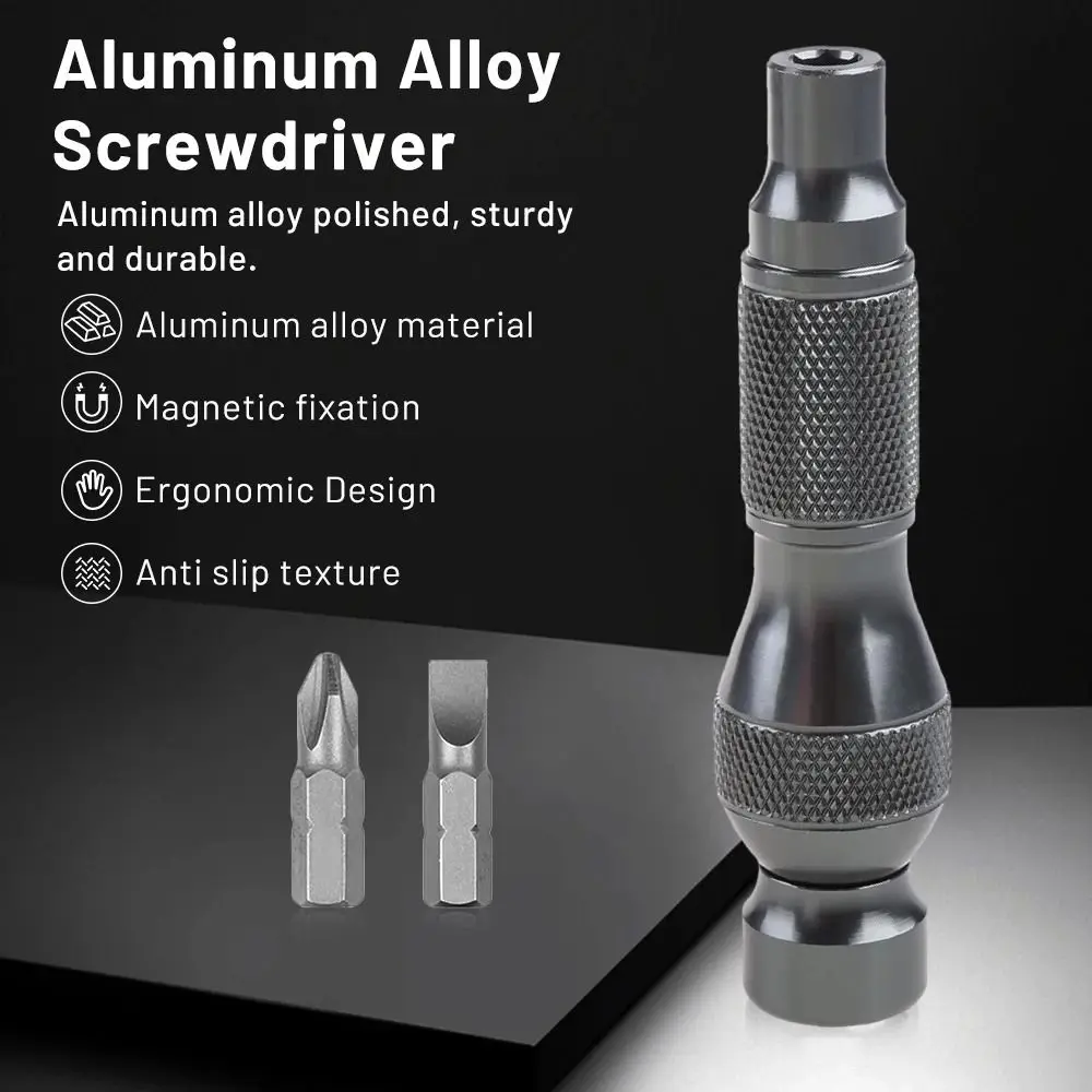 Porta punte da 6,35 mm in lega di alluminio Mini punte magnetiche ergonomiche per cacciavite Barra di sostegno Aste di prolunga durevoli