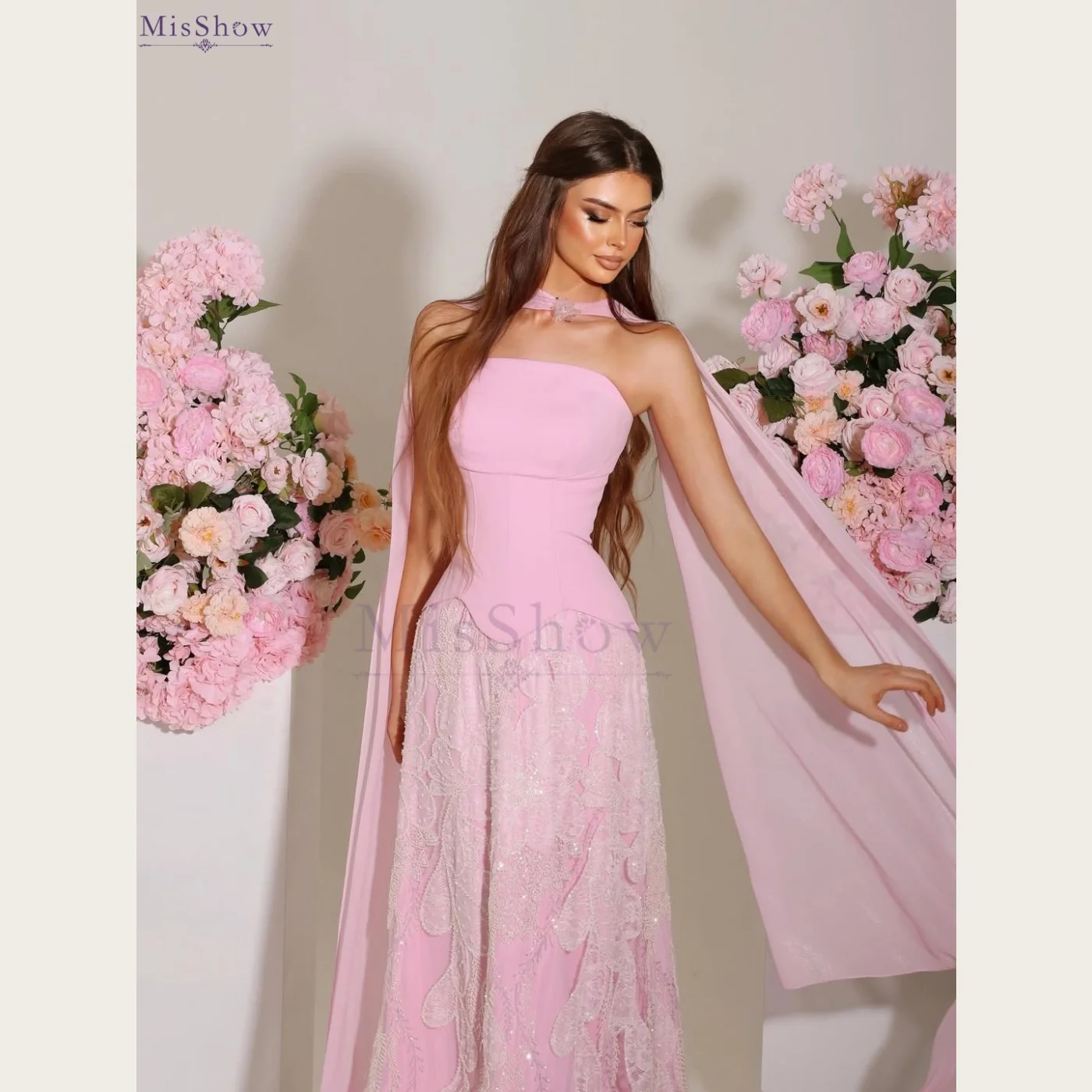 prom dresses with shawls MLMW Women's Satin and Wraps for Wedding,Evening Dress,Bridal Party The design is whimsical and gentle since it is made of layers of tulle with a leaf pattern Strapless Lace-Up Prom Gown: CLCD411