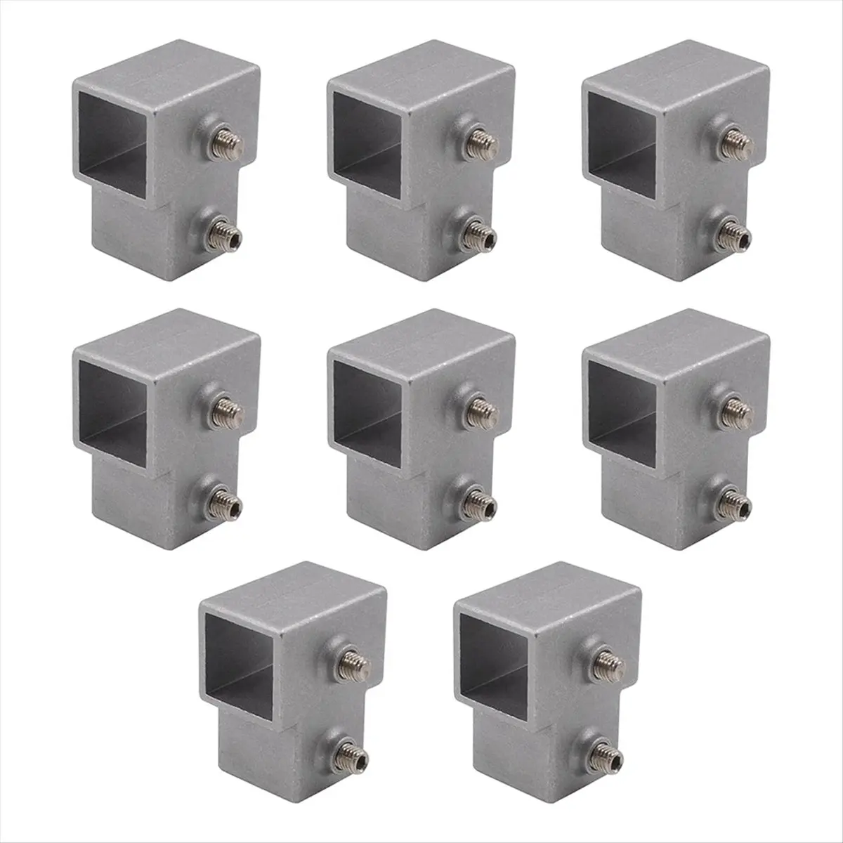 8 PCS 1In/25 mm Square Tube Connector, 3-Way Pipe Fitting Connector Aluminum Alloy Tee Chain End Rails Clamps A