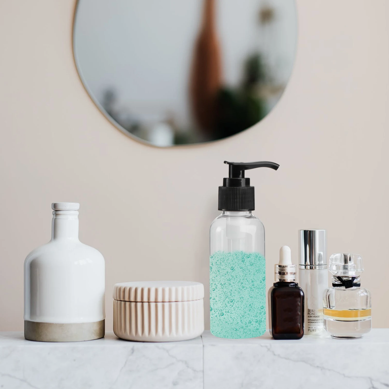 

6pcs Press Pump Bottle Set 100Ml 200Ml 300Ml Black Refillable Shower Gel Container Subpackaging Dispenser Travel Bottles