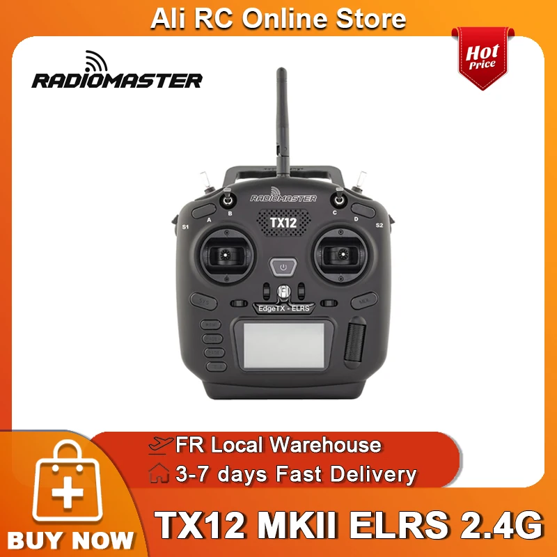 Radiomaster Tx12 Mkii Mk2 Mark 2 Cc2500 Elrs Fcc/Lbt Sistema di Controllo Radio 16 Canali con Display LCD, Supporto Opentx ed Edgetx, Trasmettitore per Droni FPV da Corsa, Giocattolo per Adulti e