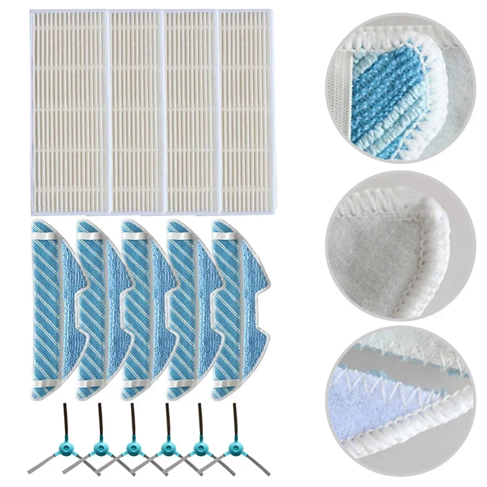 1 Set Side Brush Mop Cloths Filters For SENCOR SRV 4200BK 4250SL 2230TI 6250BK 9250BK 9200BK Vacuum Cleaner Parts