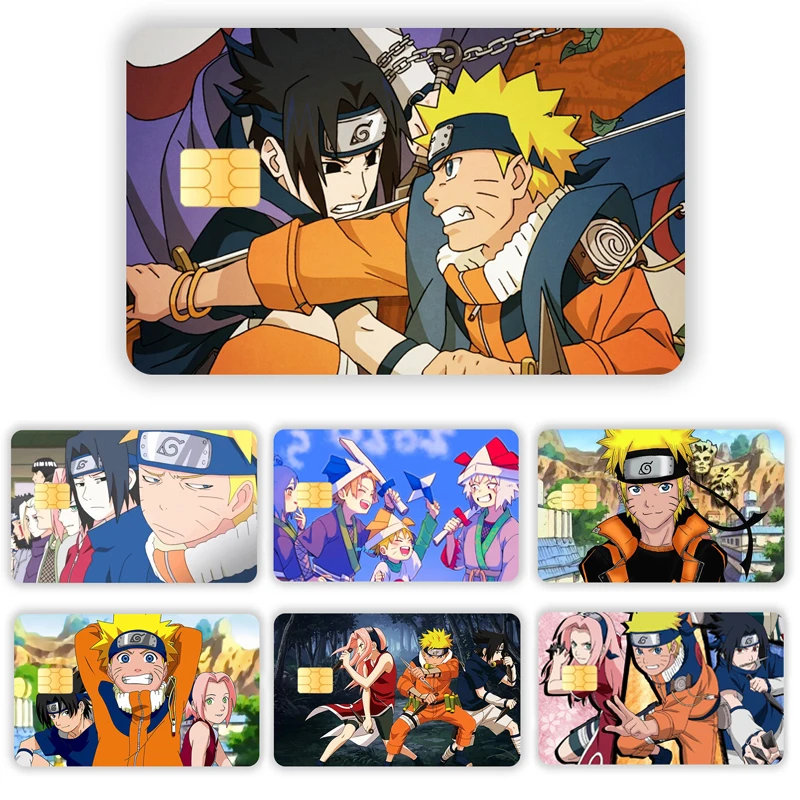 Наруто Узумаки Учиха Саске аниматенарто Наклейка На Кредитную Карту Милая мультяшная дебетовая карта чип