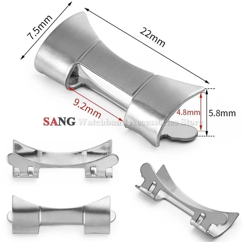 for Jubilee for Oyster for Seiko 2PCS Stainless Steel Curved End Adapter Metal Adapter Bracelets Connector Link 18/19/20/21/22mm