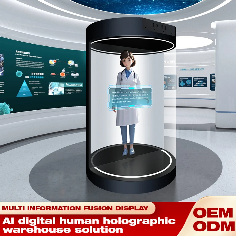 75 Inch Plug Play Digital Human Holographic Display 3D Interactive Holograms Holobox for Indoor/Outdoor Shopping Mall Use 1-Year