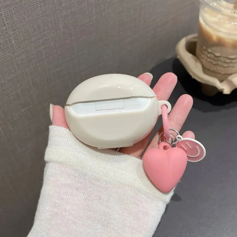 Kopfhörerhüllen mit Herzmuster für Huawei FreeBuds 6i 5i, Schutzhülle, Kopfhörerzubehör, Schutzhülle mit Armband