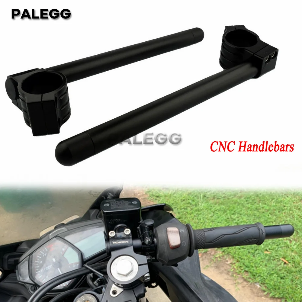 Schwarzer Motorrad-Lenker Racing, verstellbar, CNC, 33 35 36 37 39 41 45 48 50 51 mm, Clip-on-Gabelrohr-Lenker für Cafe Racer
