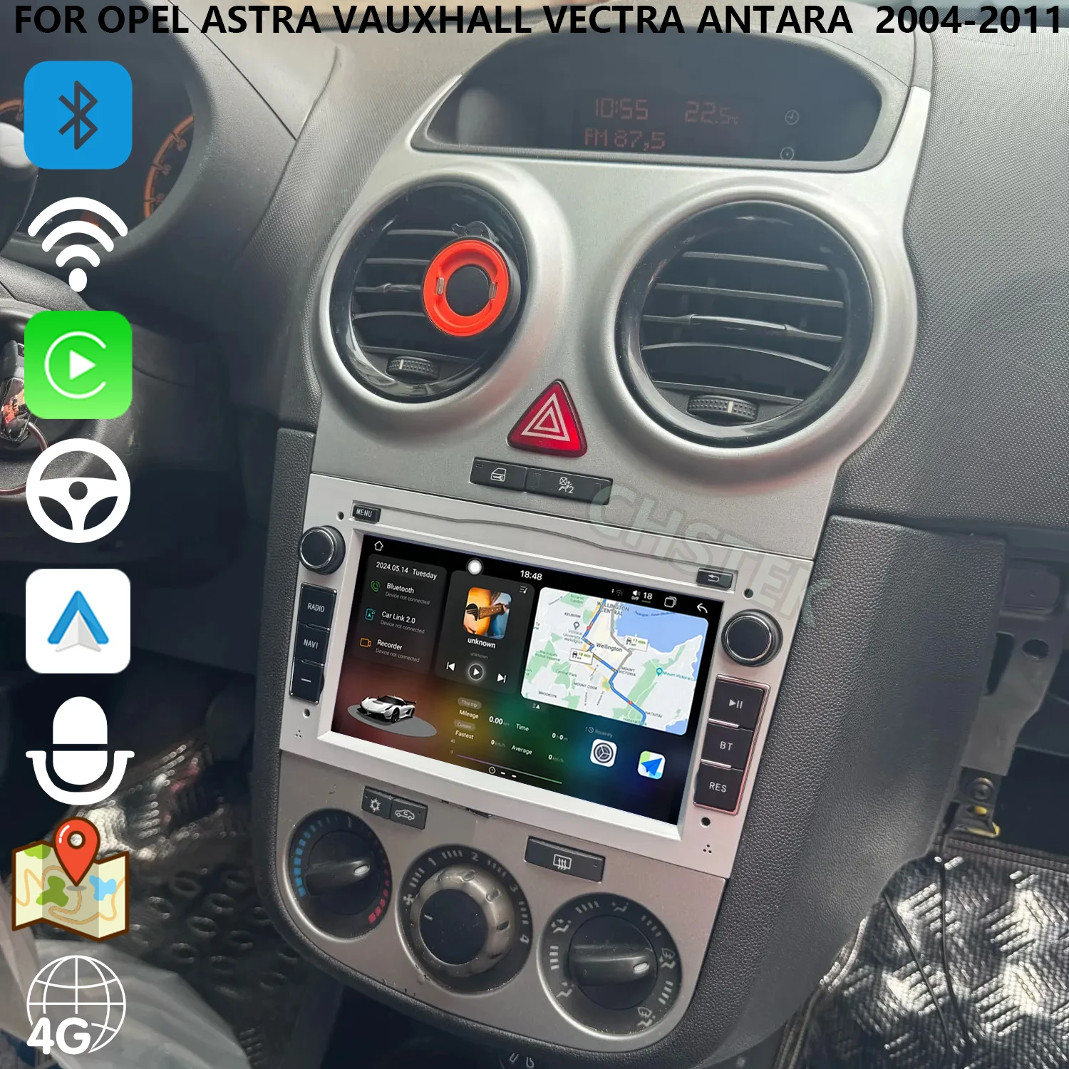 Car Radio CHSTEK Wireless Carplay For Opel Astra Antara Vectra Vauxhall Combo Corsa 2004-2011 Android 14 Bluetooth Player 4G GPS