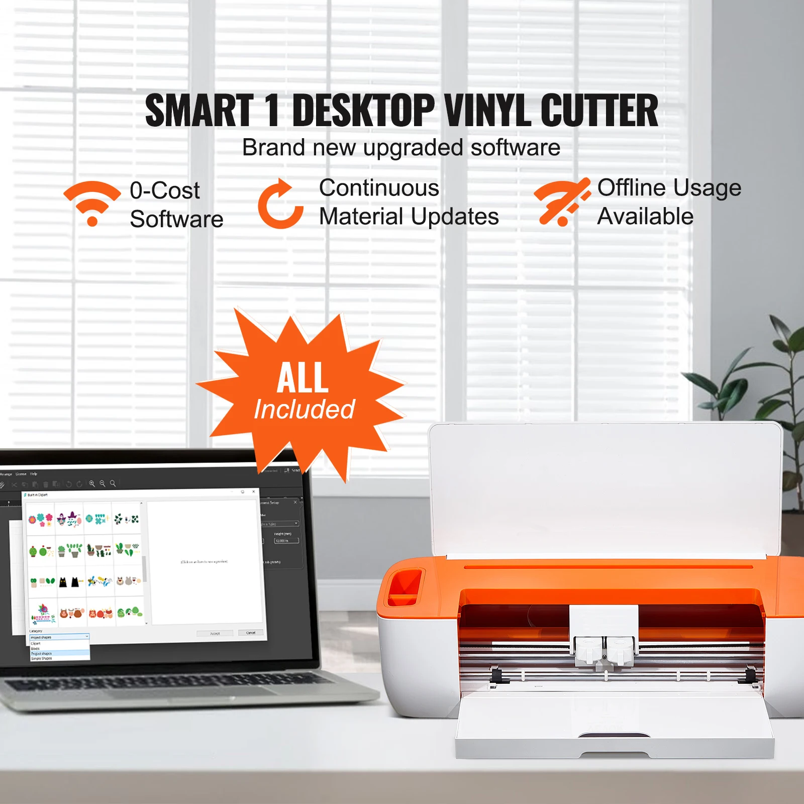 SucceBuy Vinyl Cutter Machine Computer Windows Software 3 Blades Penhouder 14 Inch 375 MM Max Papierinvoer Printer Snijplotter