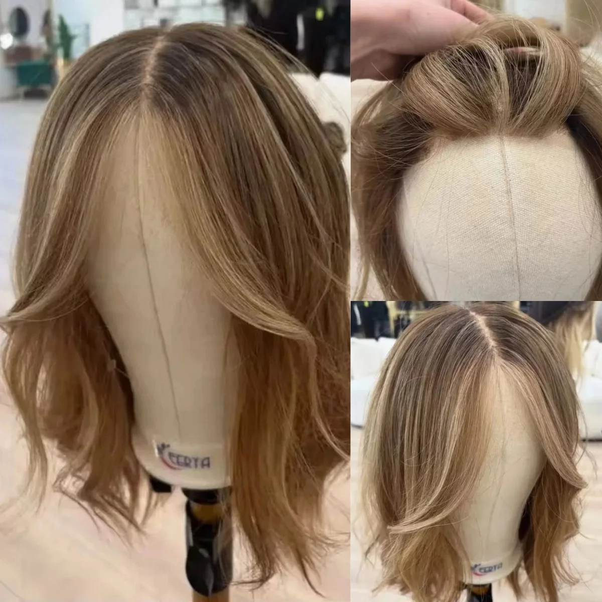 شعر مستعار اصطناعي عالي الجودة شعر مستعار واقعي للنساء بني كستنائي فاتح دانتيل أمامي شعر مستعار جديد مموج ألياف سمراء