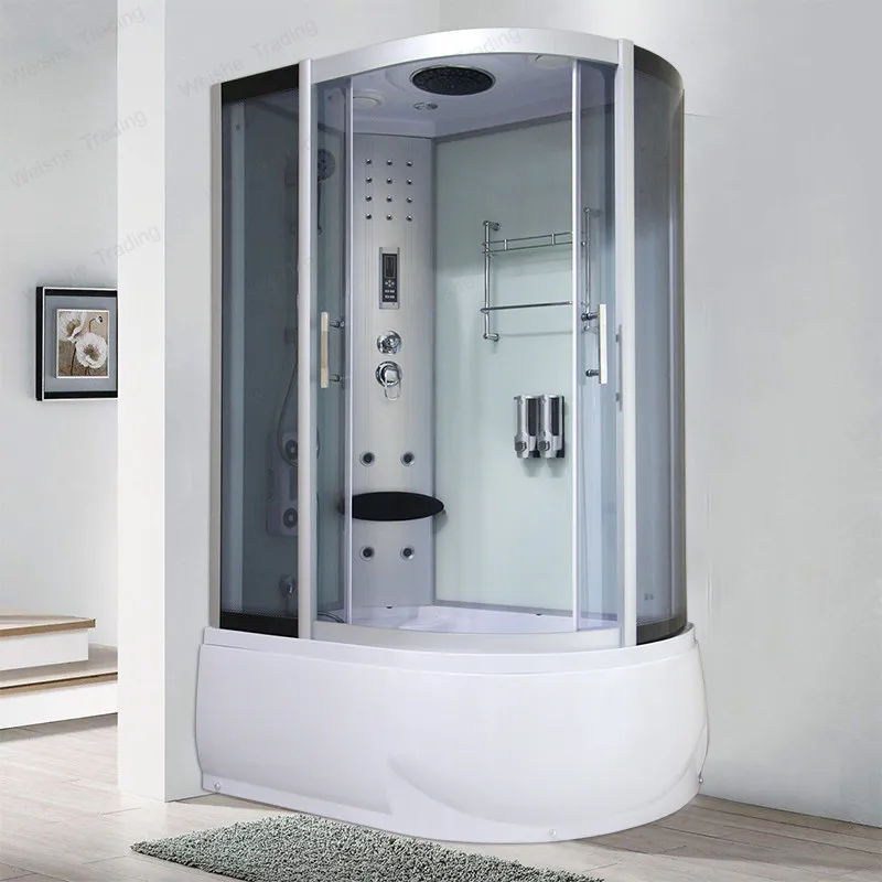 Integral shower room, steam sauna, L-shaped bath, tempered glass bath, back panel, bath room