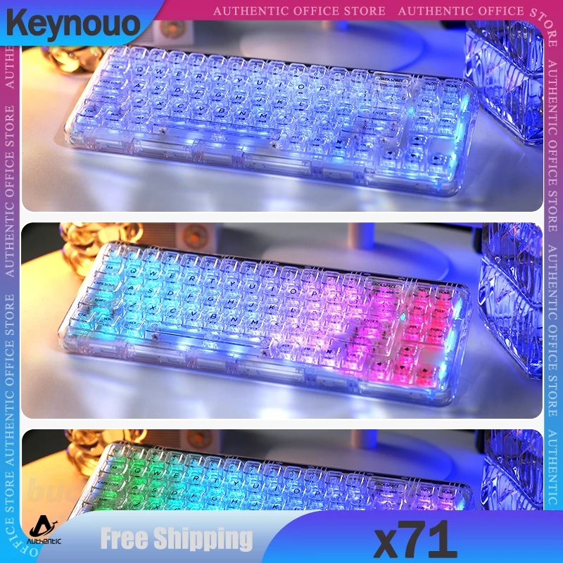 

Keynouo X71 Gamer Mechanical Keyboard 3Mode 2.4G Bluetooth Wireless Keyboard 71Key Hot-swap Keyboard Office Gaming Keyboard Gift