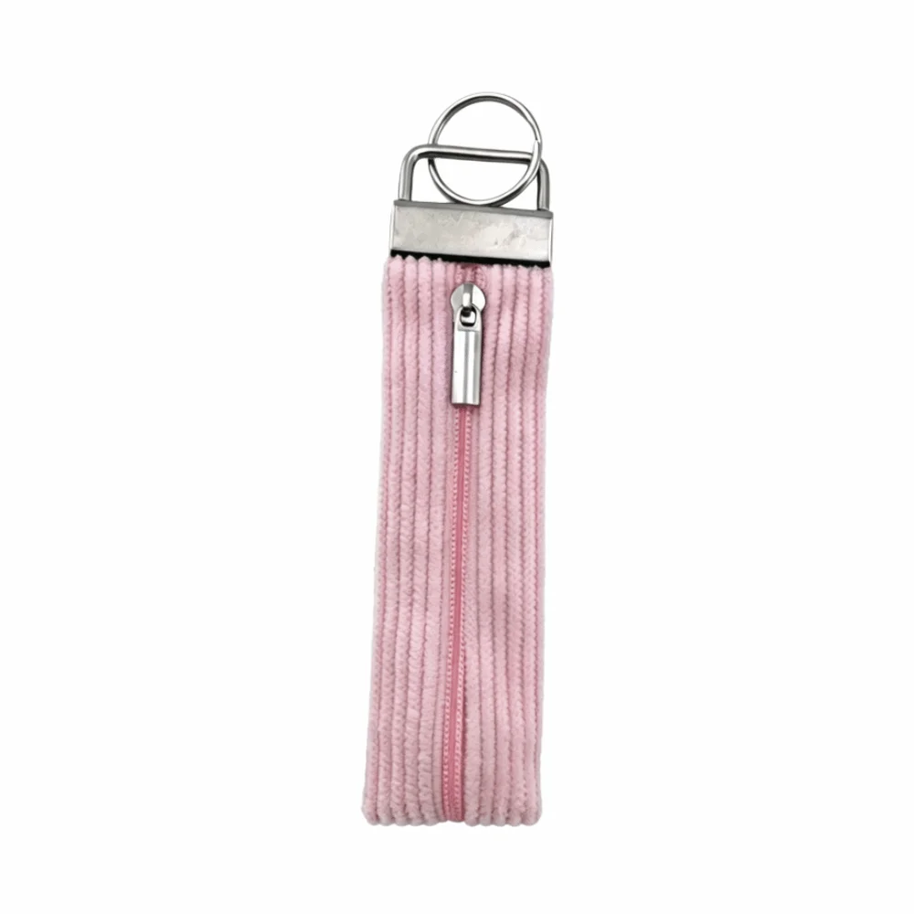 2-in-1 Mini Purse Keychain with Key Holder Metal Zipper Pull Corduroy Multi-Color Coin Purse Compact Fashion